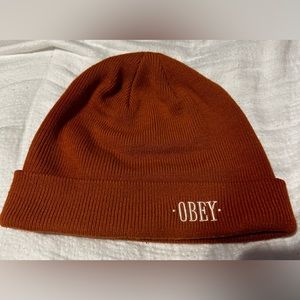 Obey Orange beanie for adults